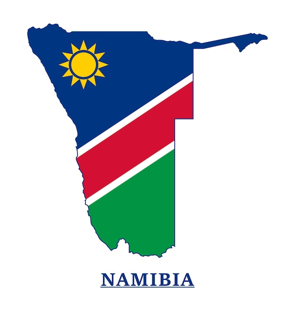 Namibia National Flag Map Design, Illustration Of Namibia Country Flag Inside The Map