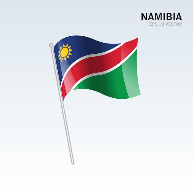 Namibia waving flag isolated on gray