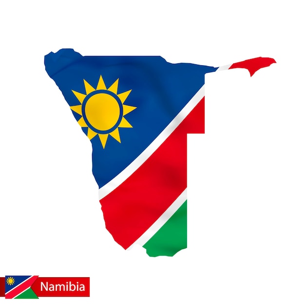 Namibië kaart met wapperende vlag van land