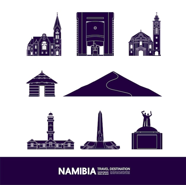 Namibië reisbestemming vectorillustratie.