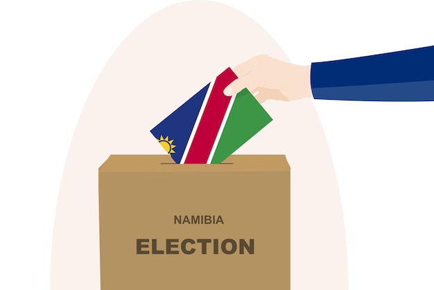 Namibië stem concept man hand en stembus verkiezingsdag Namibië vlag vector