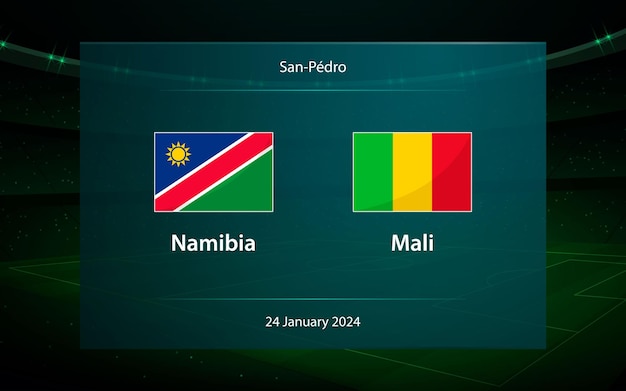 Namibië vs Mali Voetbal scorebord uitzending grafiek