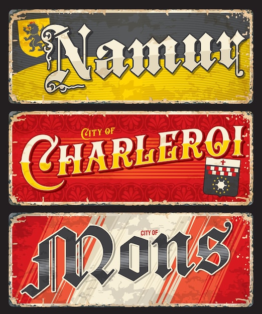 Vector namur mons charleroi belgian travel stickers