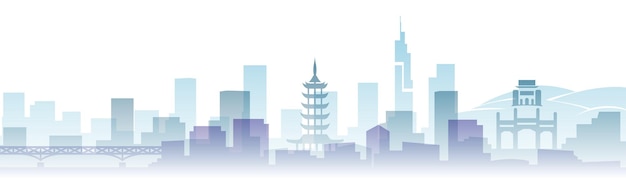 Vector nanjing transparent layers gradient landmarks skyline