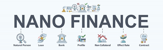 Vettore nano icona web banner finanza per affari e personale finanziario.