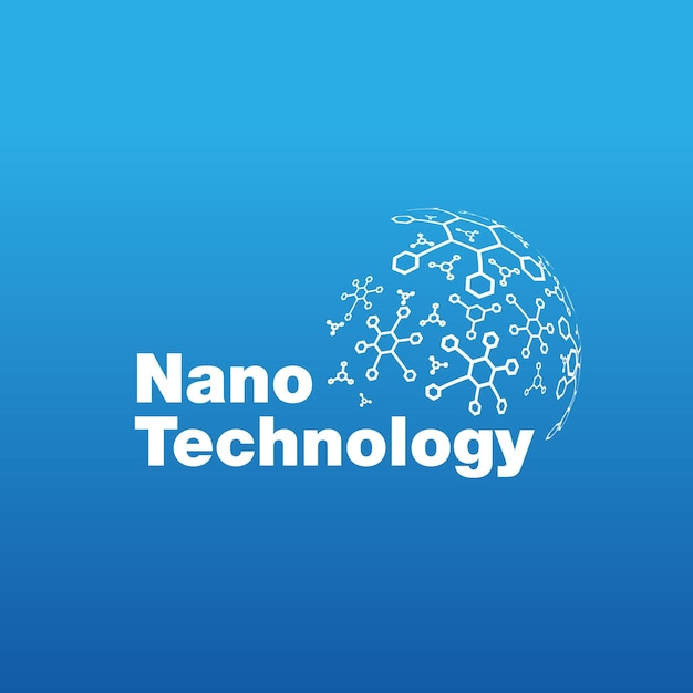Icona vettore nanotecnologico su colore blu