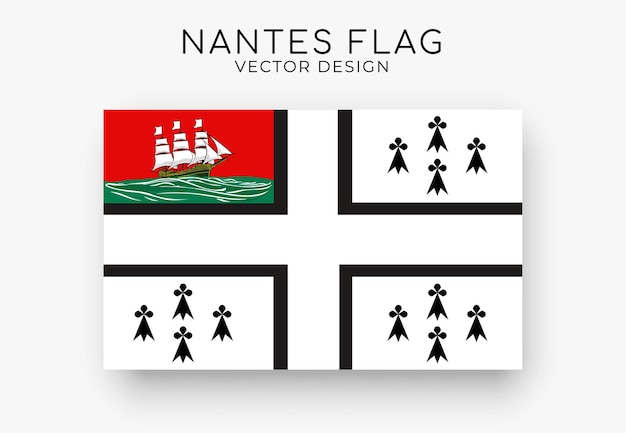 Nantes flag detailed flag on white background vector illustration