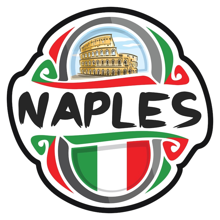 Vector naples italy flag travel souvenir sticker skyline landmark logo badge stamp seal emblem svg eps