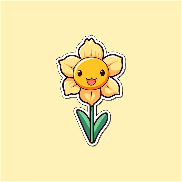 Vector narcissus sticker kawaii cartoon illustratie