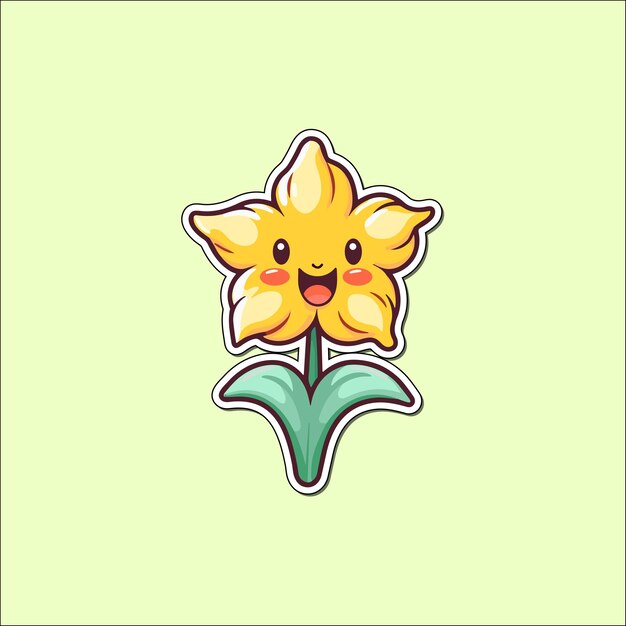 Vector narcissus sticker kawaii cartoon illustratie