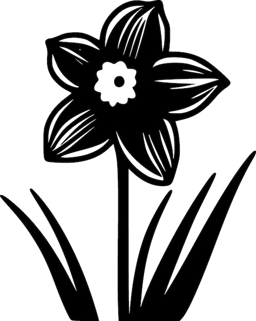 Narcissus Zwart en Wit Vector illustratie