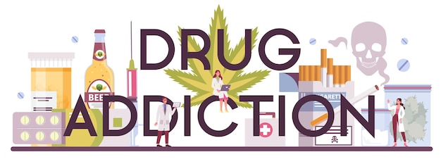 Narcologist typographic header. professional medical specialist. drug addiction.