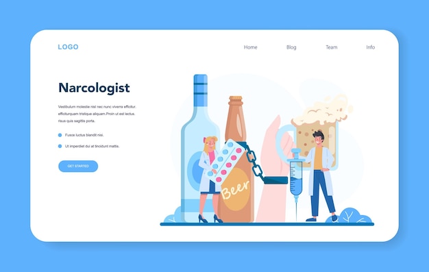 ベクトル 麻薬専門家のウェブバナーまたはランディングページ。専門医療