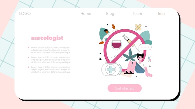 麻薬専門医の web バナーまたはランディング ページ スペシャリストがヘルプを提供