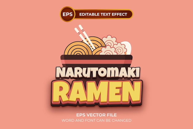 Логотип narutomaki ramen с редактируемым текстовым эффектом