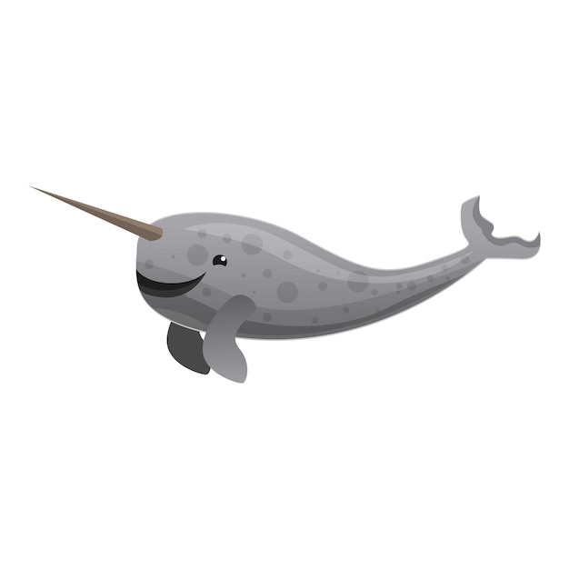Narwhals tusking icon Cartoon of narwhals tusking vector icon for web design isolated on white background