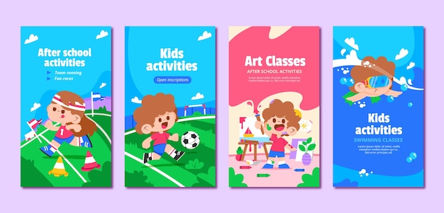 Naschoolse activiteiten voor kinderen instagram verhalencollectie