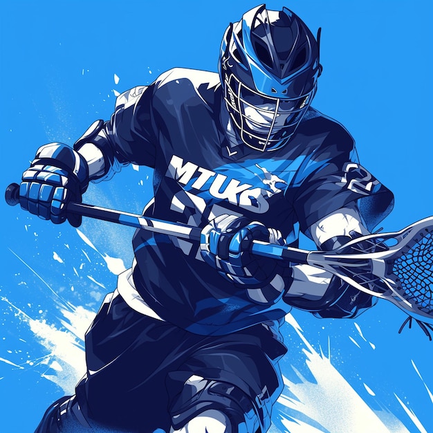 A Nashville boy plays lacrosse in cartoon style