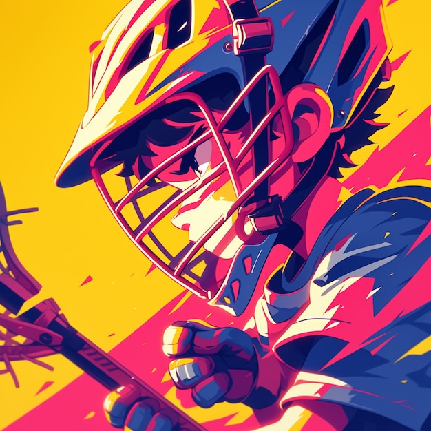 A Nashville boy plays lacrosse in cartoon style