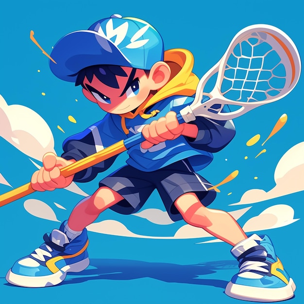 A Nashville boy plays lacrosse in cartoon style