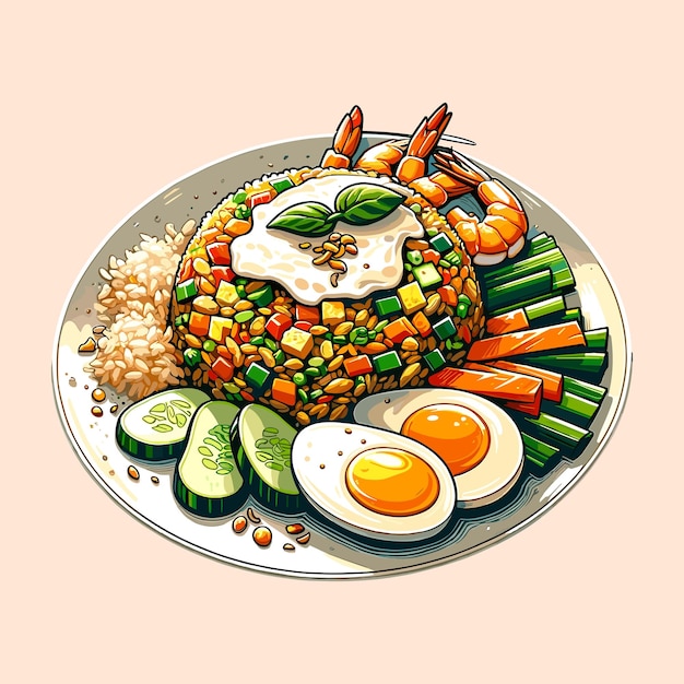 Vettore illustrazione di nasi goreng