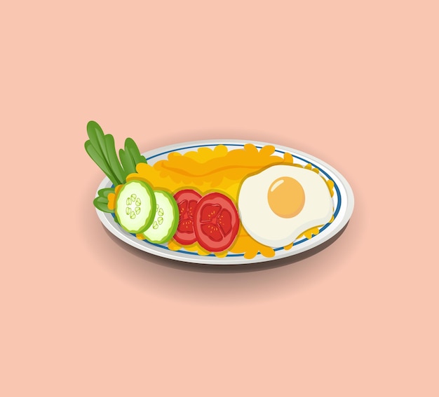 Vettore nasi goreng illustrazioni uniche clipart. elemento di cibo asiatico minimo di alta qualità con disegno vettoriale.