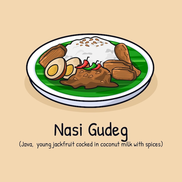 Фирменное блюдо Nasi gudeg от Yogakarta Indonesia из сладкого рагу из зеленого джекфрута