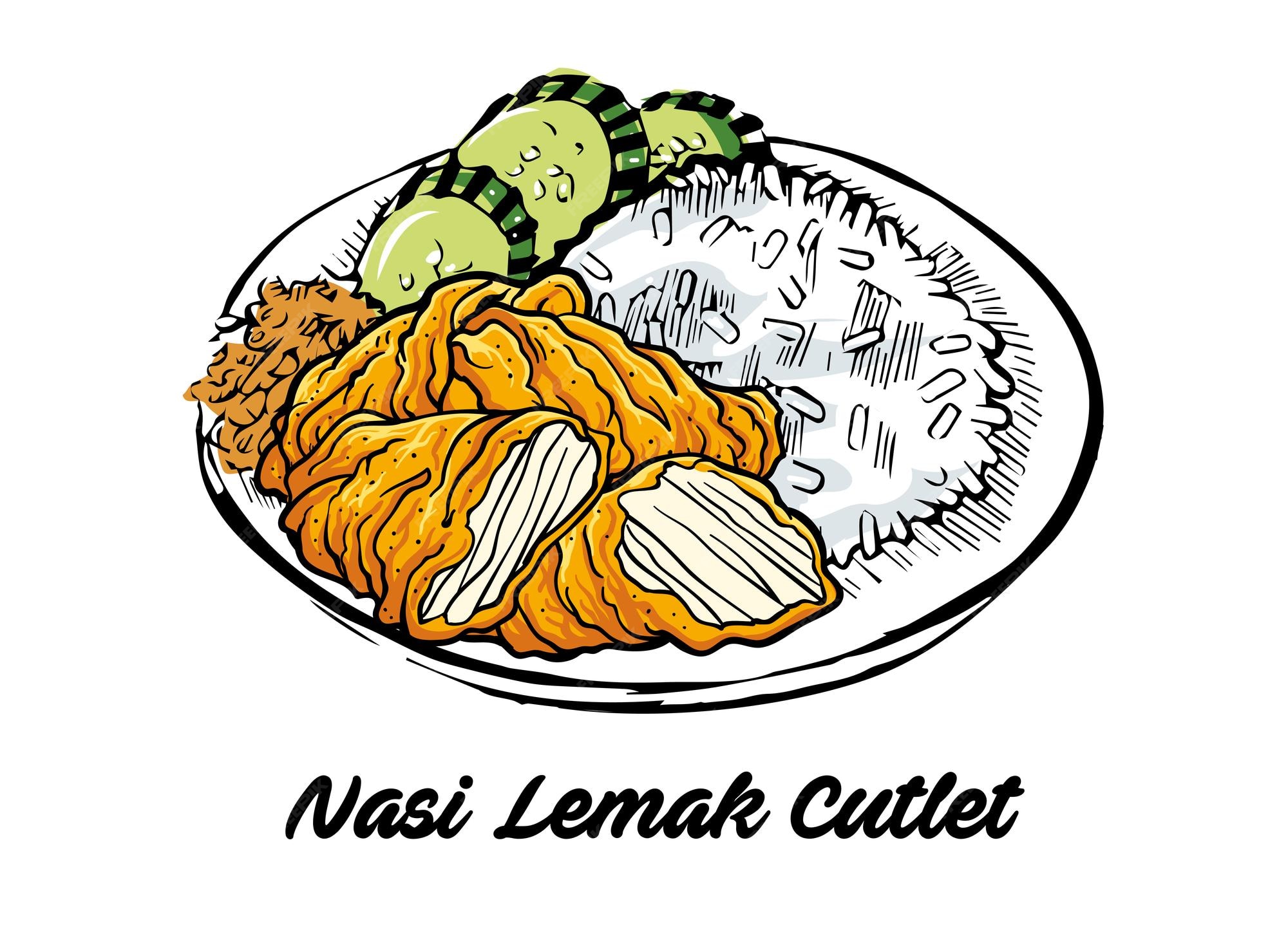 premium-vector-nasi-lemak-cutlet-asian-dishes