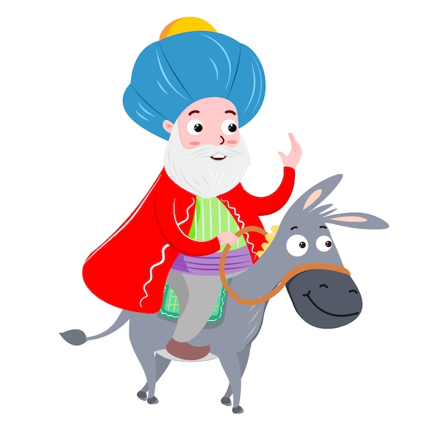 Vector nasreddin hodja en zijn dankey vectorillustratie