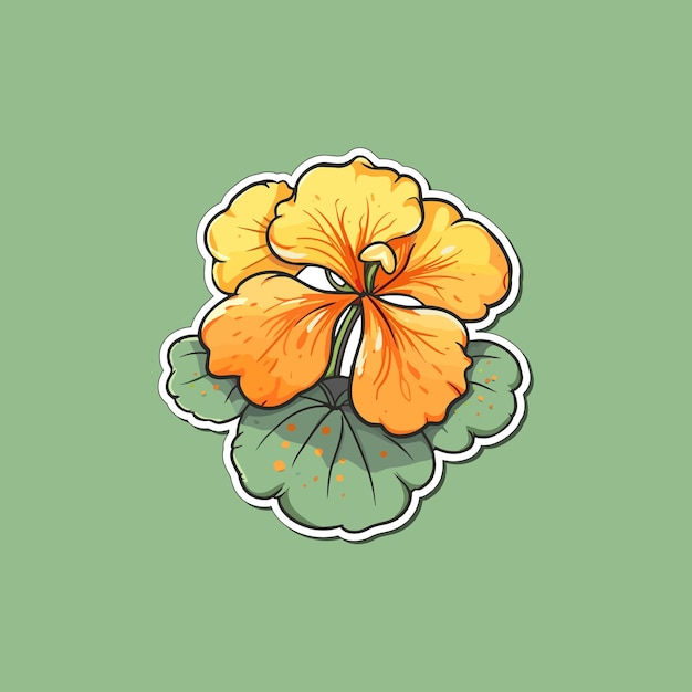 Vector nasturtium sticker cool colors kawaii clip art illustration