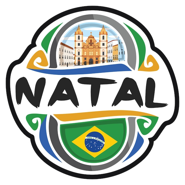 Natal Brazilië vlag reizen Souvenir Sticker Skyline Landmark Logo Badge stempel zegel embleem SVG EPS