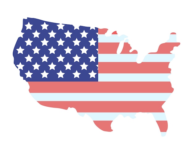 Vector national american flag on country map semi flat color vector object