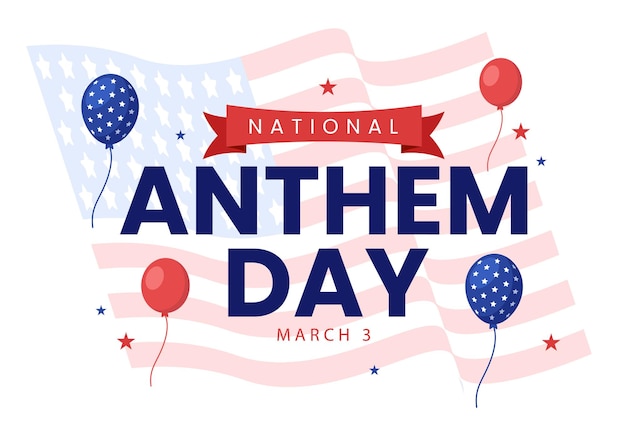 벡터 랜딩 페이지용 미국 국기가 있는 3월 3일 국가의 날 그림