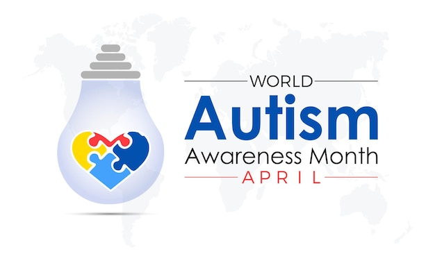 Vector national autism awareness month observed every year of april vector banner flyer poster and social medial template design