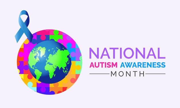 Vector national autism awareness month observed every year of april vector banner flyer poster and social medial template design