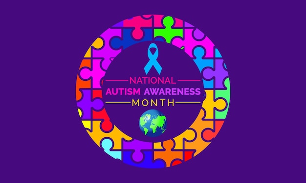 Vector national autism awareness month observed every year of april vector banner flyer poster and social medial template design