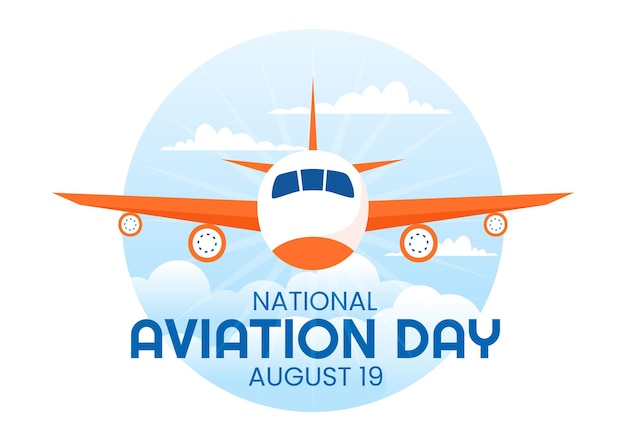 National Aviation Day Vector Illustratie van vliegtuig met hemelsblauwe achtergrond of vlag van de Verenigde Staten