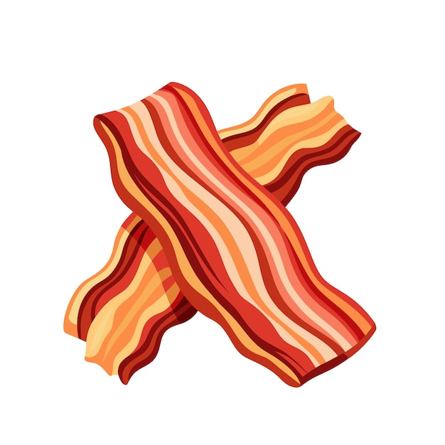 National Bacon Day vector Drie stroken gebakken knapperige bacon