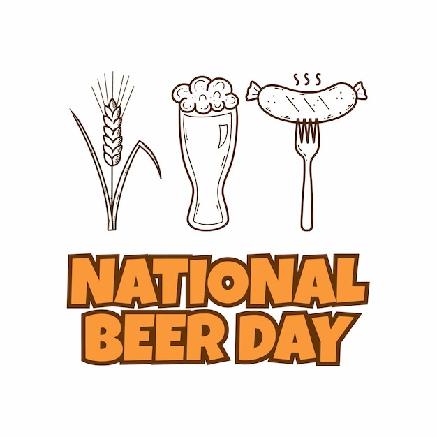 Национальный день пива в США Ретро стиль Эскиз от руки Векторная иллюстрация для баннера