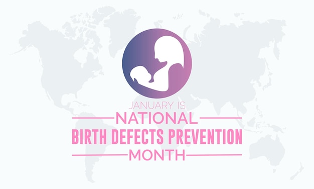 生まれつきの欠の予防のための月   妊娠中の健康な妊娠を促進するための意識を高めるための月  バックグラフィック  バナーカード  ポスターデザイン 
