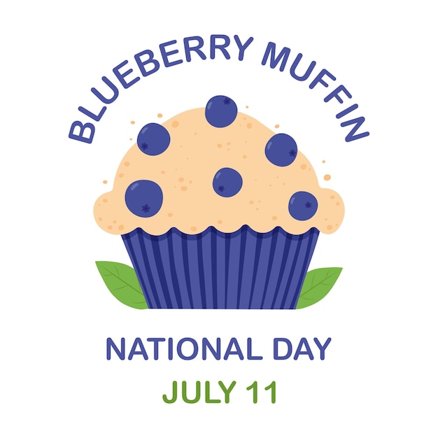 National Blueberry Muffin Day July 11 Isolated vector illustration on white background