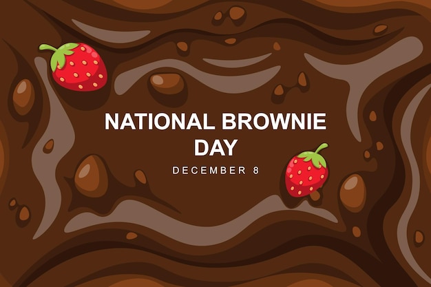 National brownie day background design with strawberry brownie