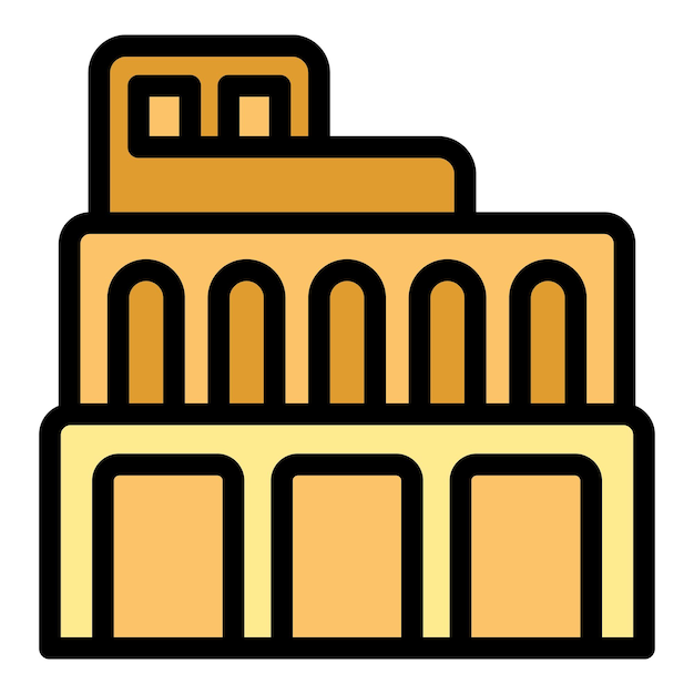 Vector national building icon outline vector tourism landmark culture tourism color flat