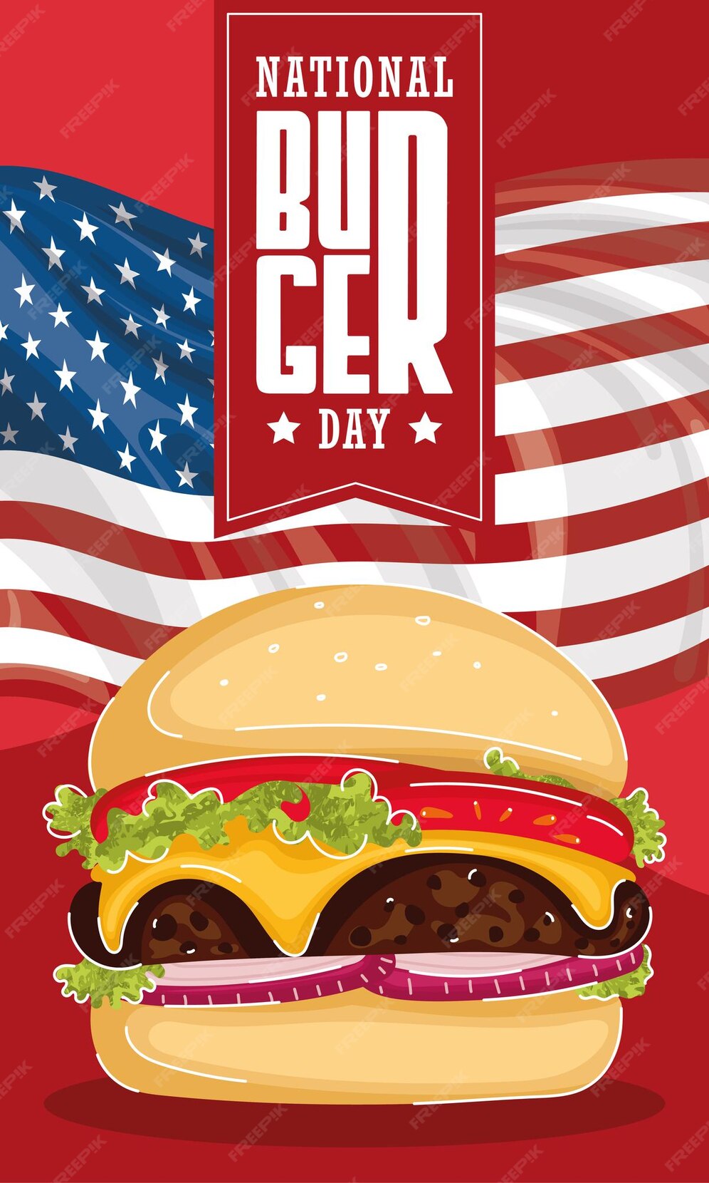 Premium Vector National burger day vertical template with