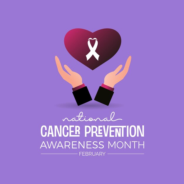 National Cancer Prevention Month observed every year in month of february Vector health banner flyer poster and social medial template design