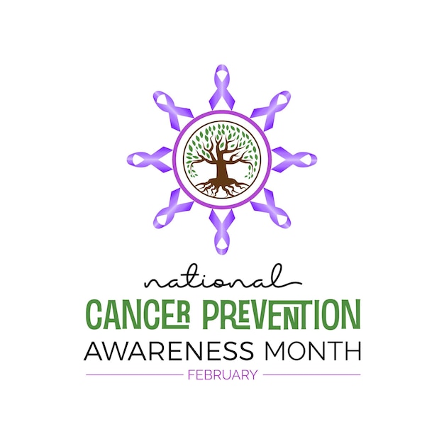 National cancer prevention month observed every year in month of february vector health banner flyer poster and social medial template design