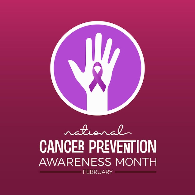 国立がん予防月 - 2月ベクトル健康バナーフライヤーポスターソーシャルメディアのテンプレートデザイン