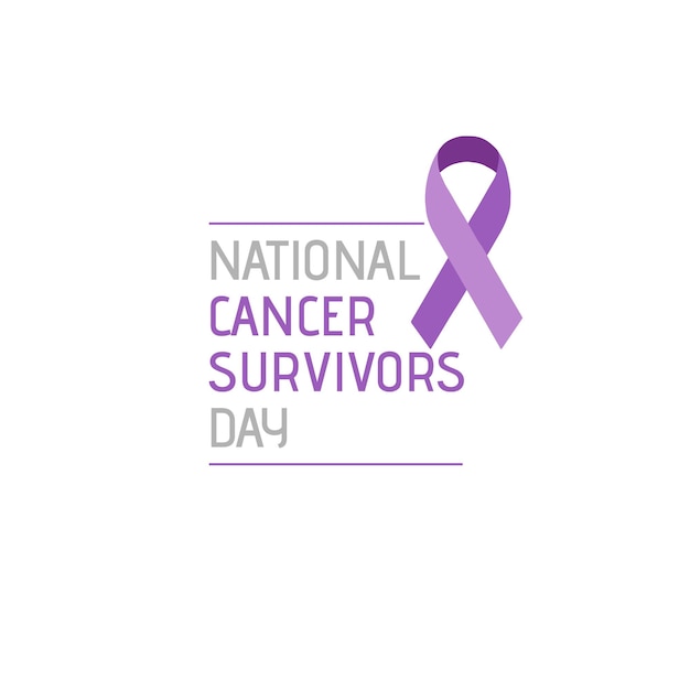 National cancer survivors day logo with a purple ribbon.