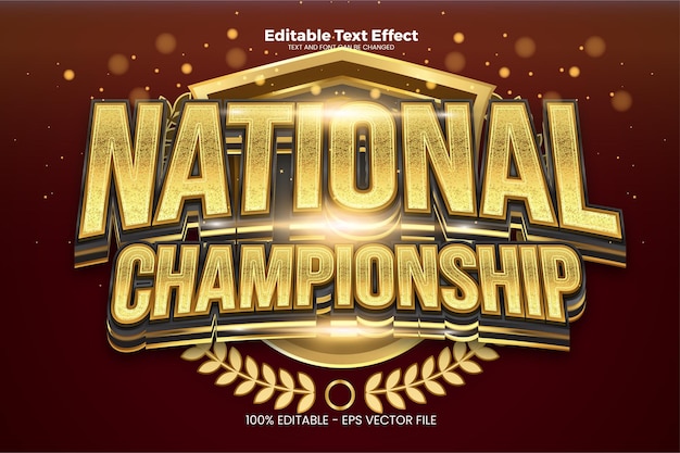 National championship editable text effect in modern trend style
