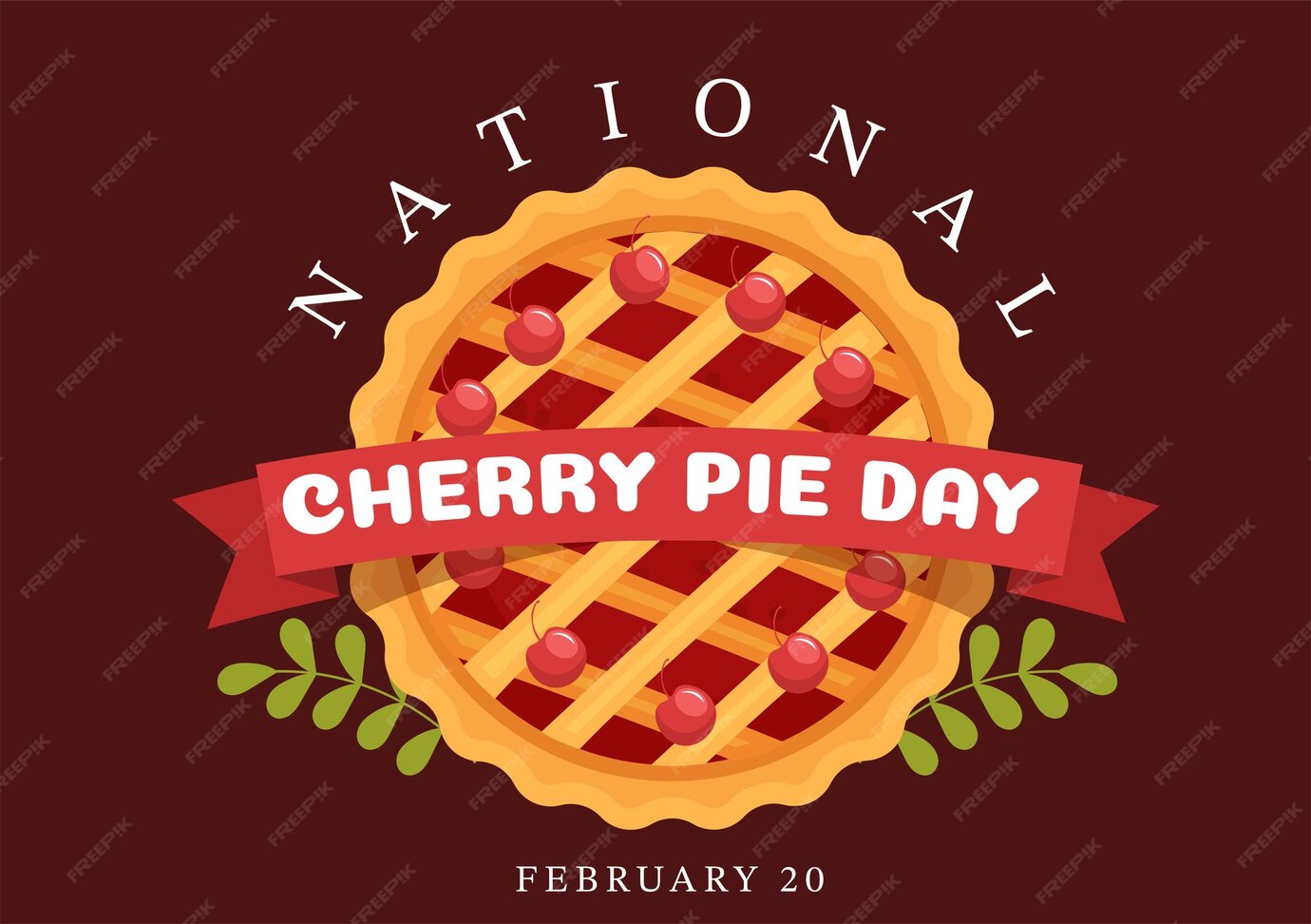 Premium Vector National cherry pie day on february 20 with food of